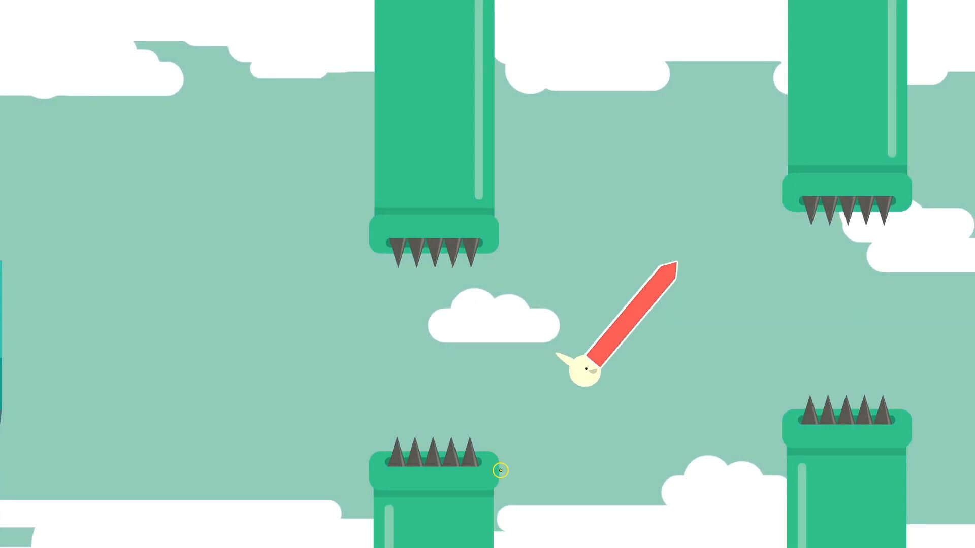 What the Golf screenshot showing a sword flying between green pipes.